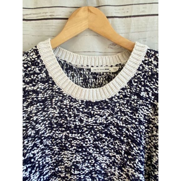 Rag & Bone Navy White Chunky Knit Pullover Crew Sweater Sz Small / P NWT $275 - Picture 5 of 8